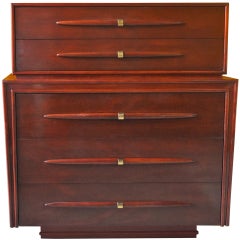 Modernist Mahogany Chest on Chest by Wesley Griffin for Gibbard