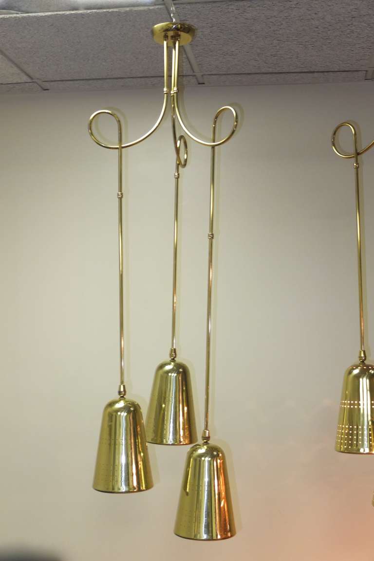 American Pair of Virden Triple Brass Pendants