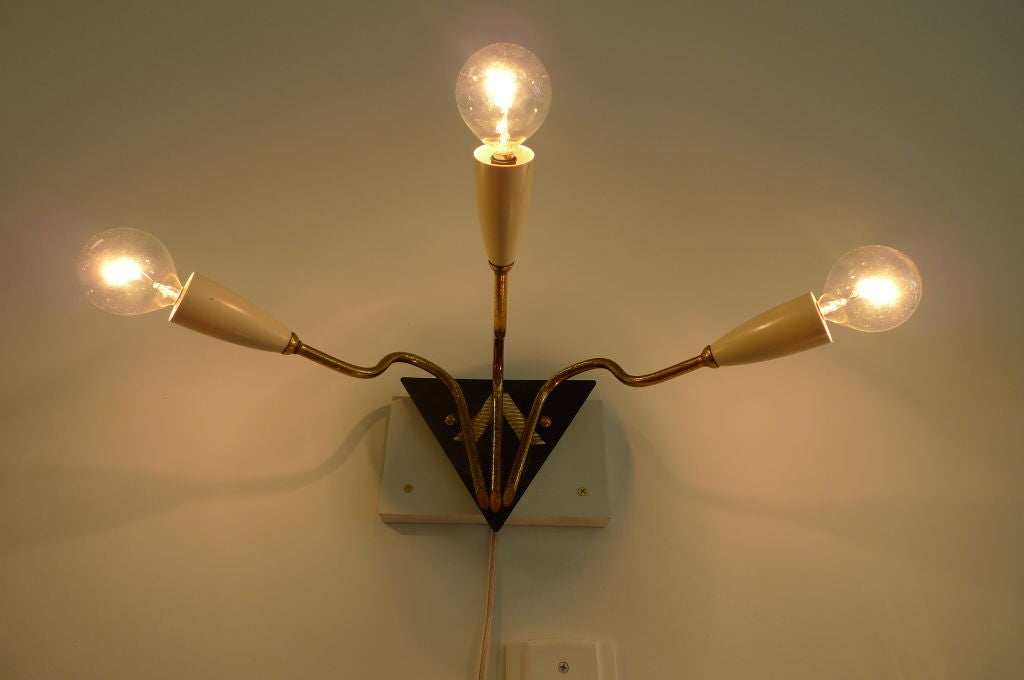 Mid-20th Century Pair of 1950's Italian 3 - Arm Sconces For Sale
