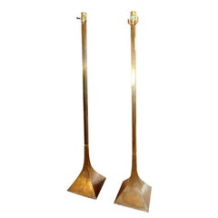 Pair of Brutalist Copper Patinated Lamps