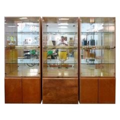 Milo Baughman 3 Cabinet Wall Unit Display Cases