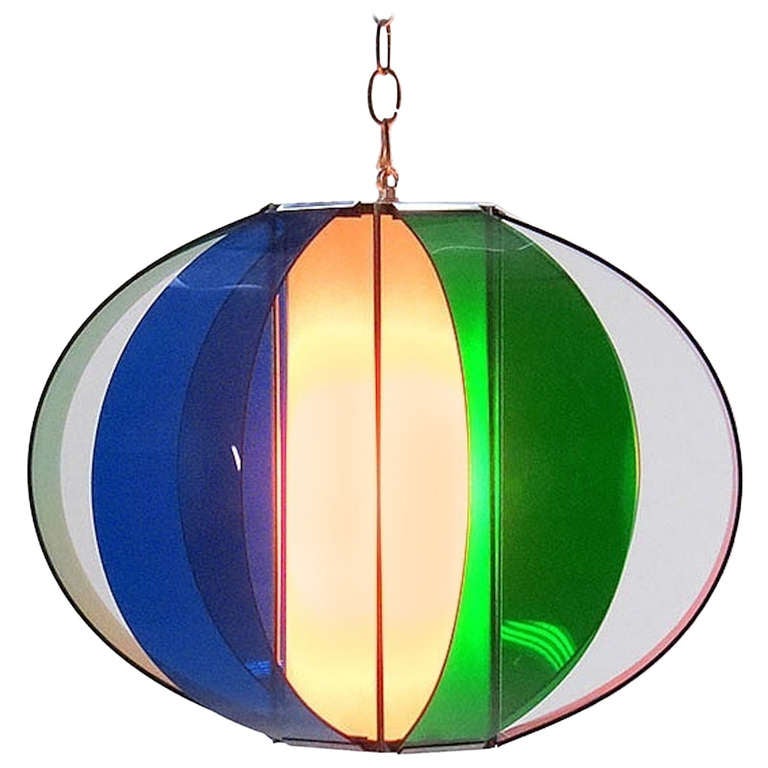 Lightolier MultiColor Acrylic Sphere Pendant For Sale at 1stDibs