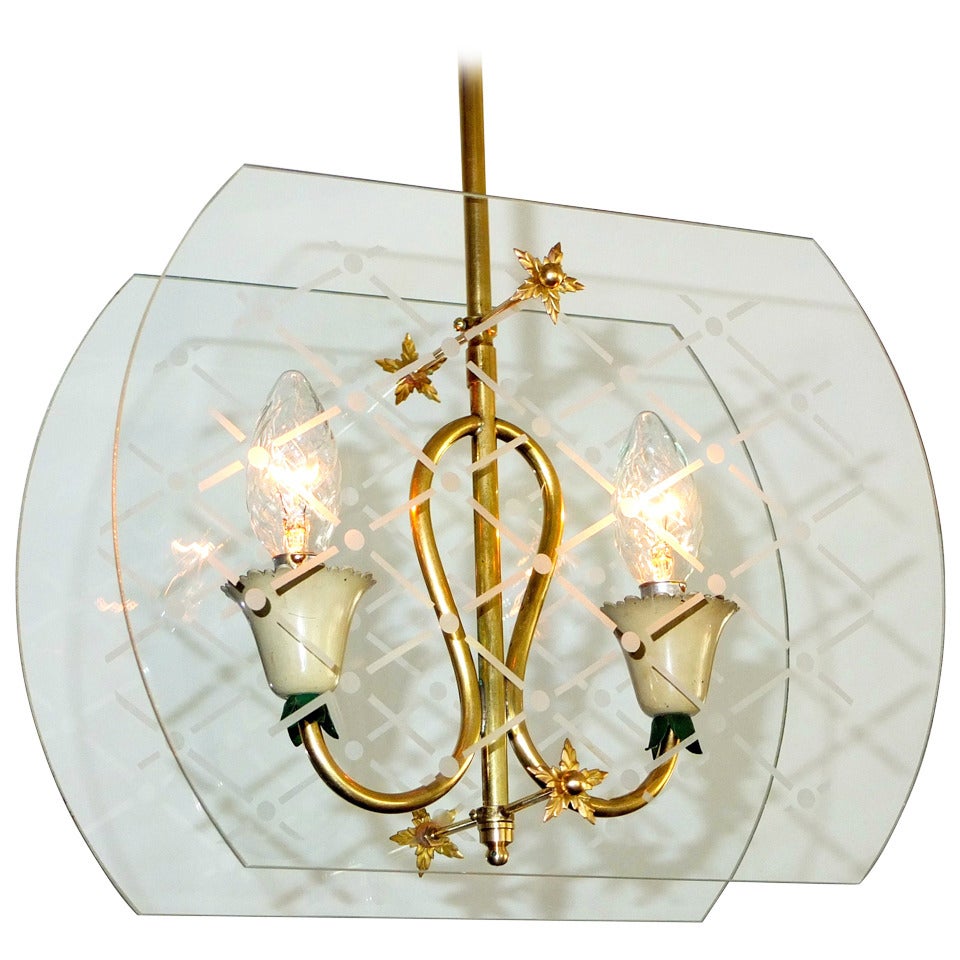 Pietro Chiesa Style Italian Lantern Pendant For Sale