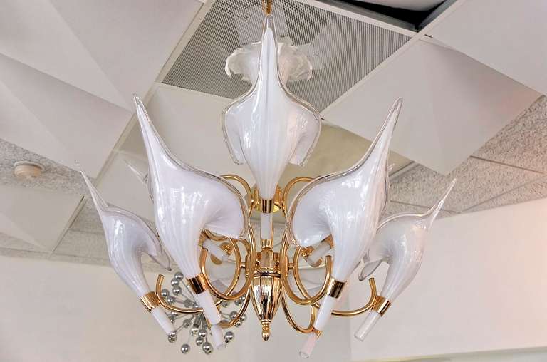 Beautiful Murano Calla Lily Chandelier by Franco Luce For Sale 1