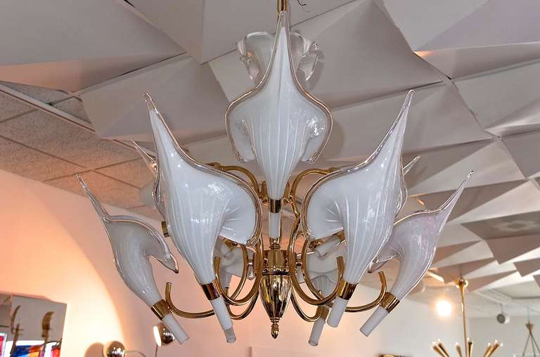 Beautiful Murano Calla Lily Chandelier by Franco Luce For Sale 2