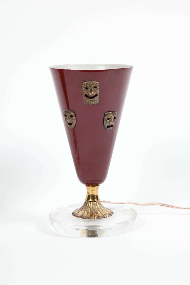 Mid-Century Modern Comedy & Tragedy Mask Table Lamps by C.A.L.B. For Sale