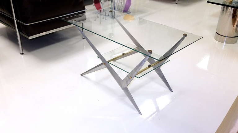 French 1950's Bi-Level Cocktail Table by Angelo Ostuni In Excellent Condition For Sale In Hanover, MA