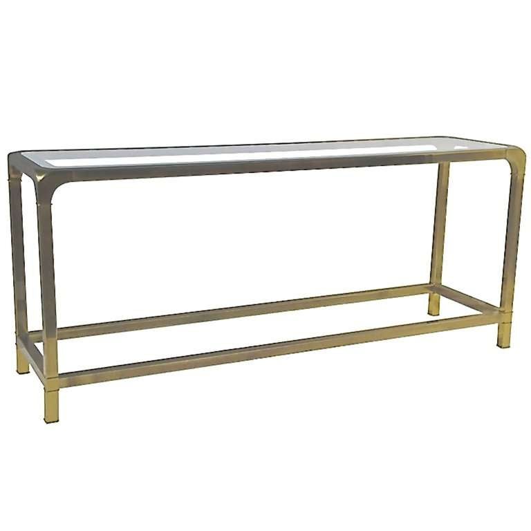 American Mastercraft Brass and Glass Console Tablle