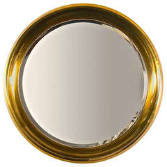 Used Large Mastercraft Brass Circular Framed Mirror