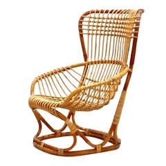 Tito Agnoli Rattan Armchair for Bonacina, 1963