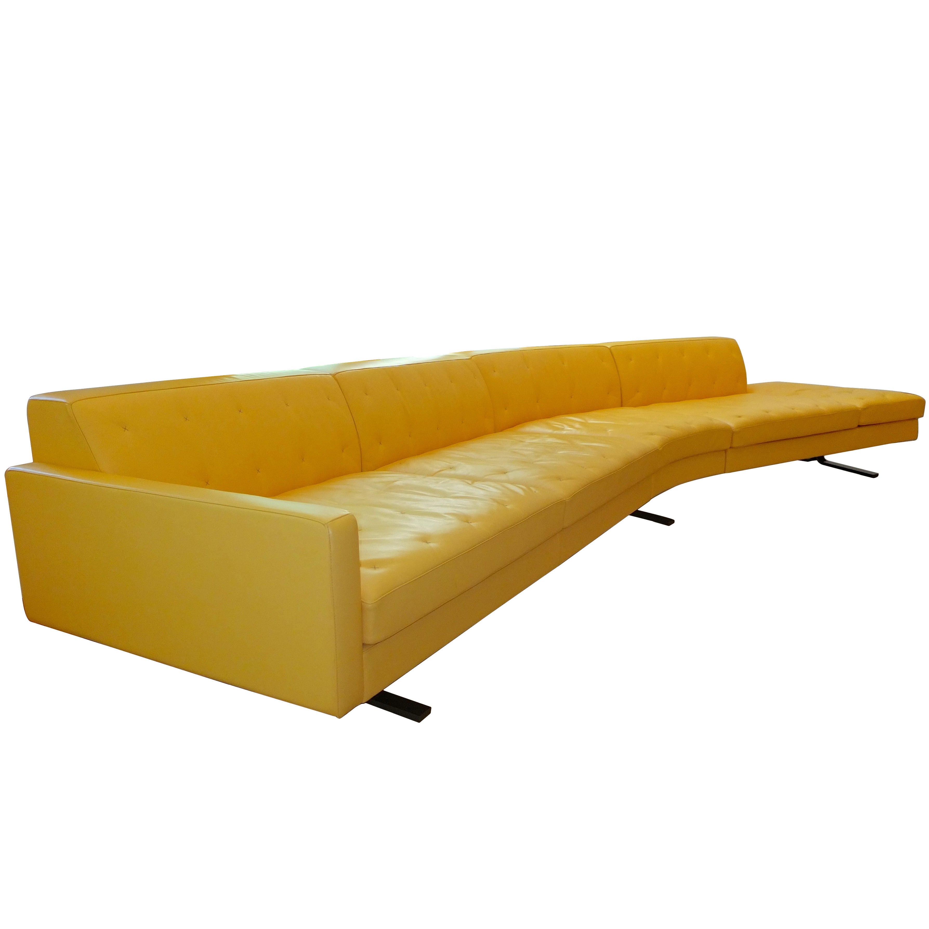 "Kennedee" Yellow Leather Sofa by Jean-Marie Massaud for Poltrona Frau