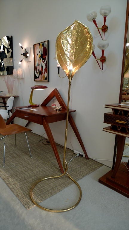 Tommaso Barbi Brass Leaf Floor Lamp