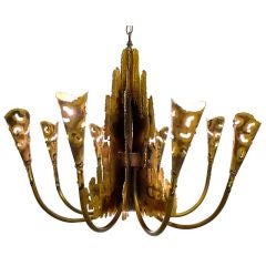 T A Greene Brutalist 8 Arm Chandelier