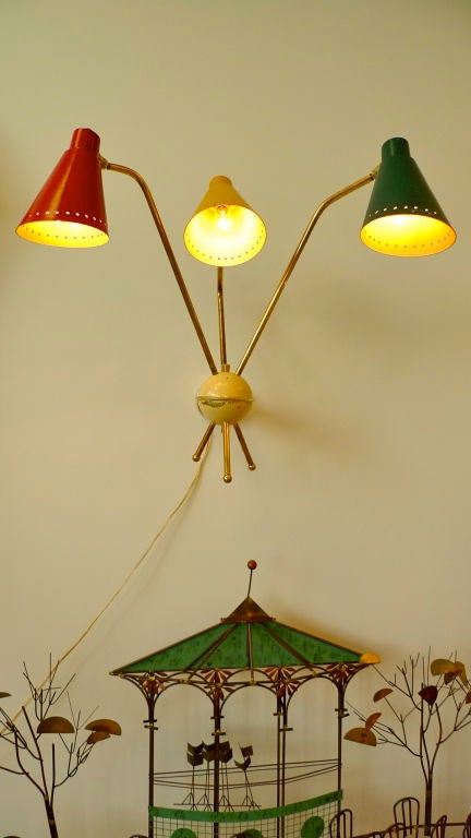 French Kobis & Lorence Three Arm Wall Lamp For Sale