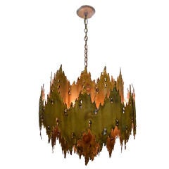 Torch Cut Brutalist Chandelier by T. A. Green for Feldman