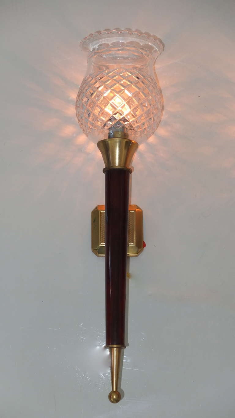 Mid-Century Modern Pair of French 1950's Torchere Sconces For Sale