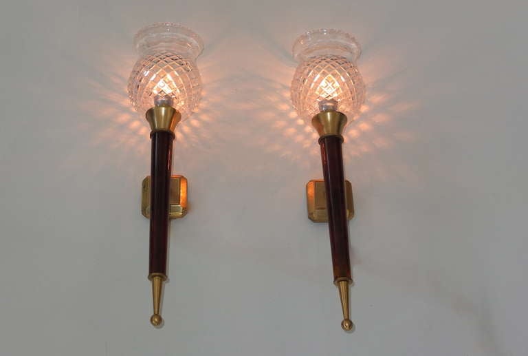 Pair of French 1950's Torchere Sconces In Good Condition For Sale In Hanover, MA