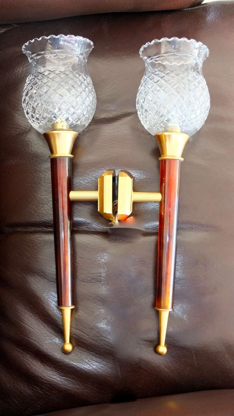 Pair of French 1950's Torchere Sconces For Sale 2
