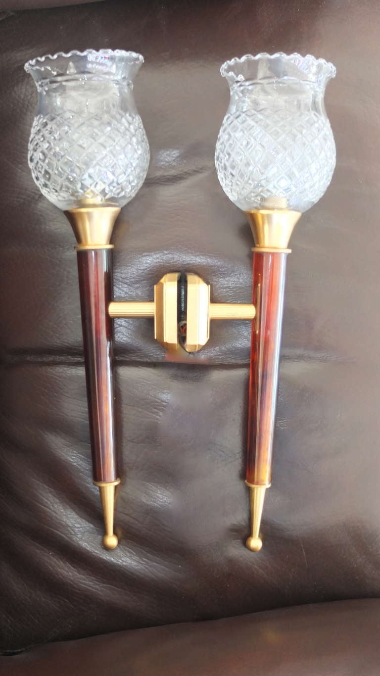 Pair of French 1950's Torchere Sconces For Sale 3