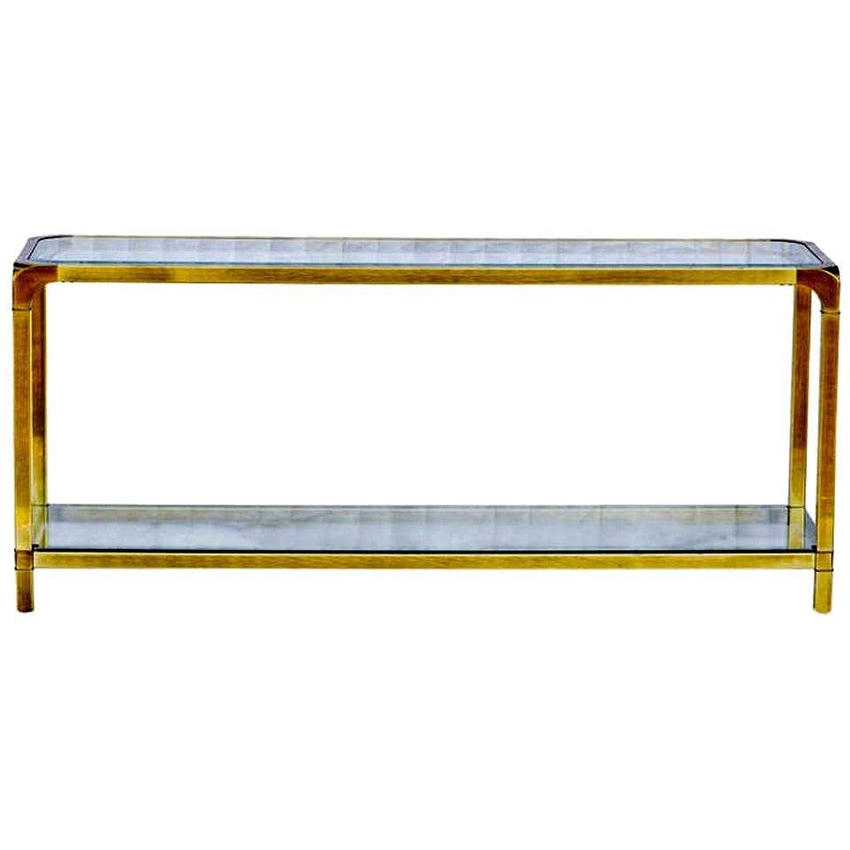 Mastercraft Brass and Glass Console Tablle