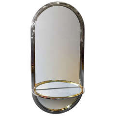 Pace Collection Racetrack Wall Mirror with Demilune Console Shelf 10