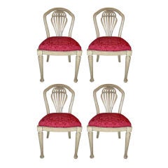 4 Vintage Mongolfier Balloon Back Side Chairs / Dining Chairs