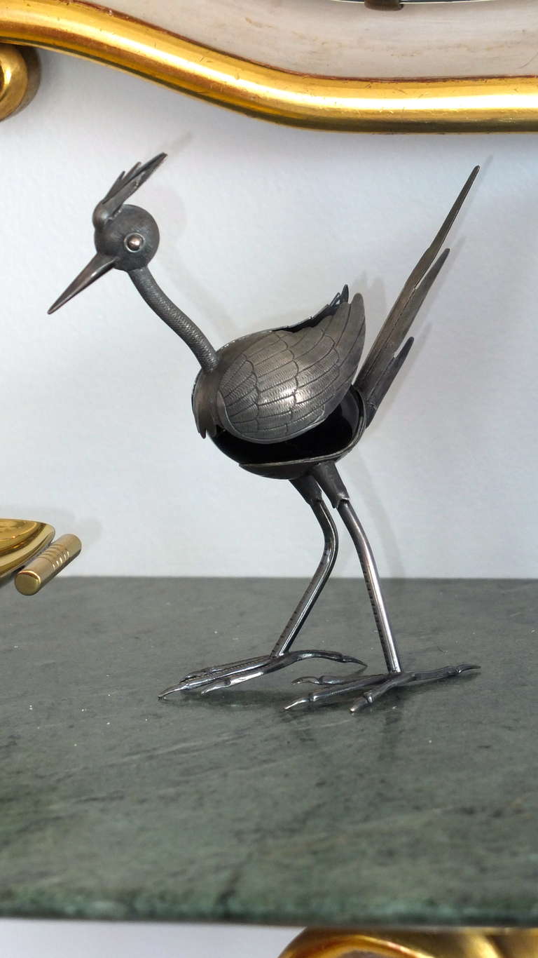 Sterling silver roadrunner sculpture marked 