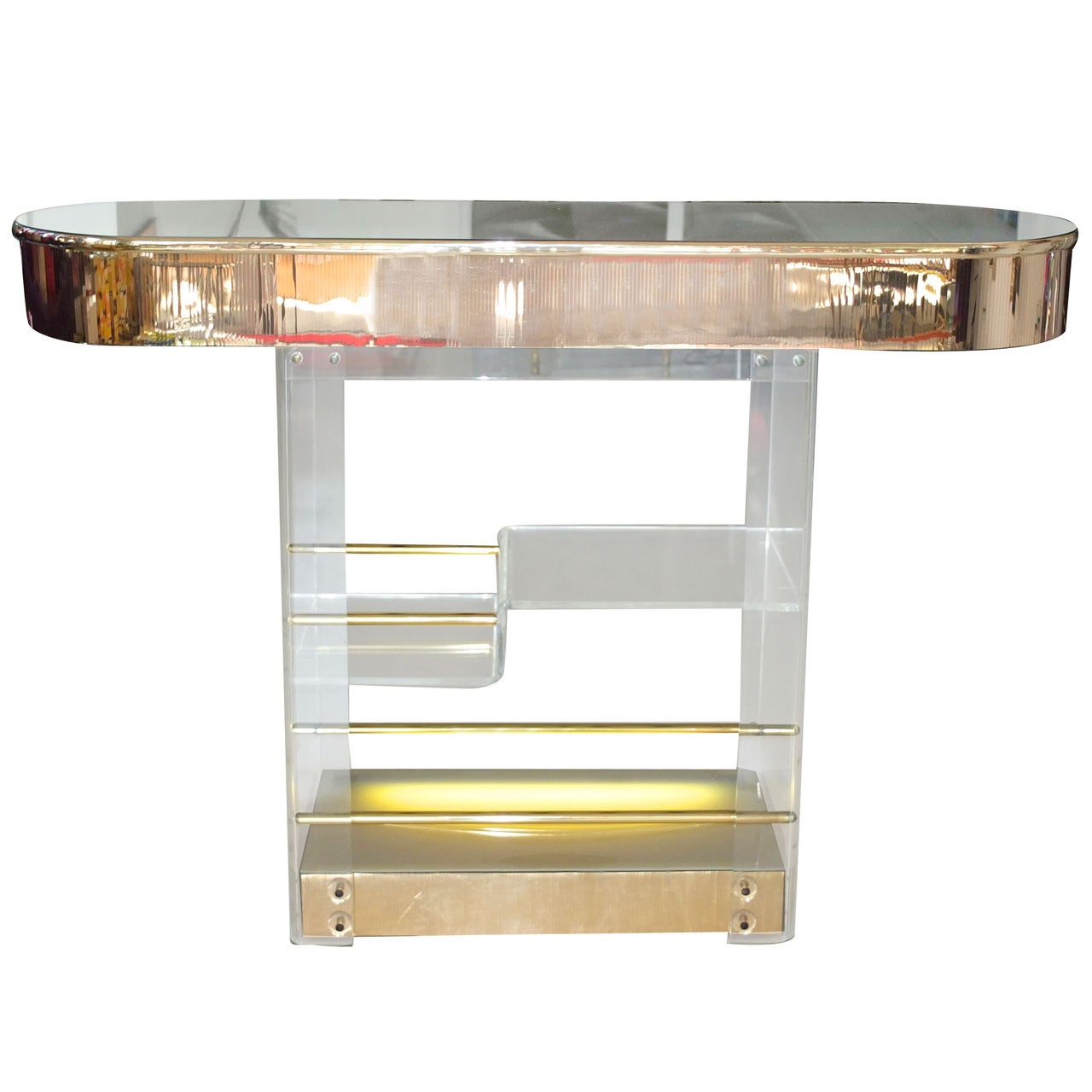 Goodfellas Lucite & Gold Mirror Illuminated Standing Bar