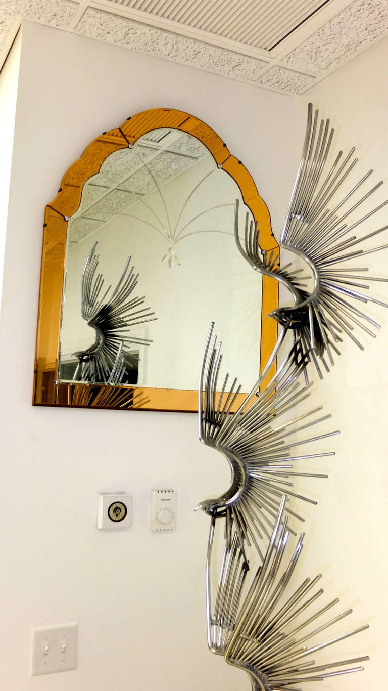 Pair of Art Deco Mirrors Rose Pink Cut Glass at 1stDibs