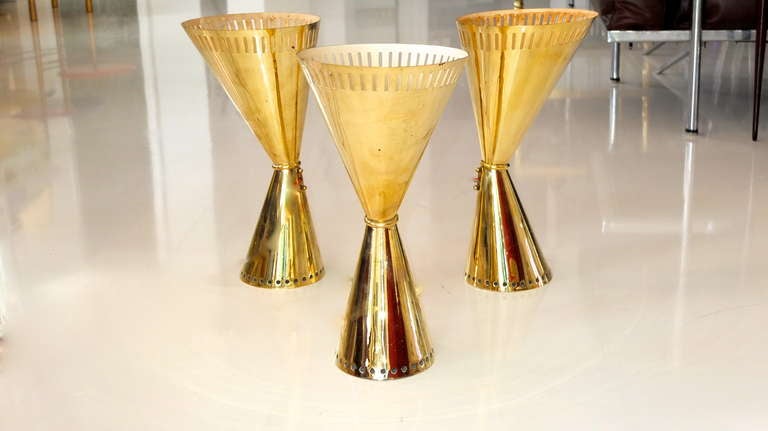 Oversized Pair of Italian Brass Diabolo Sconces by Stilnovo 1