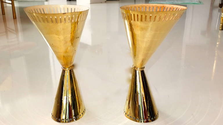 Oversized Pair of Italian Brass Diabolo Sconces by Stilnovo 2
