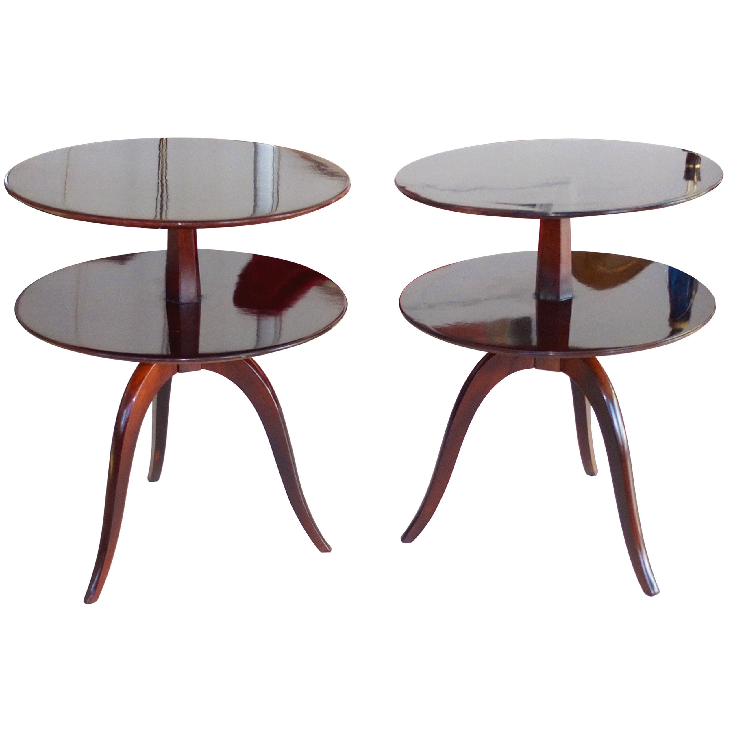 Pair of Round Two Tier Tables - Wormley & Frankl