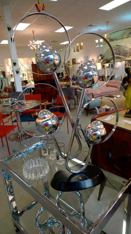 Painted Space Age Chrome 4 Eyeball Table Lamp For Sale