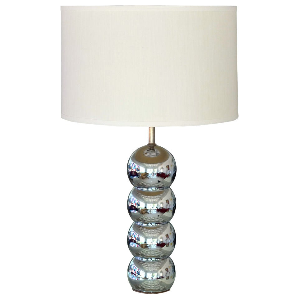 Vintage Stacked Chrome Ball Table Lamp For Sale