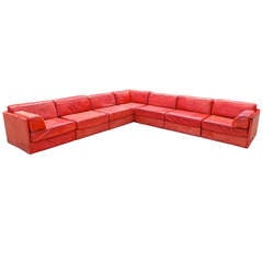 Vintage 1970's American Leather Seven-Piece Sectional Sofa