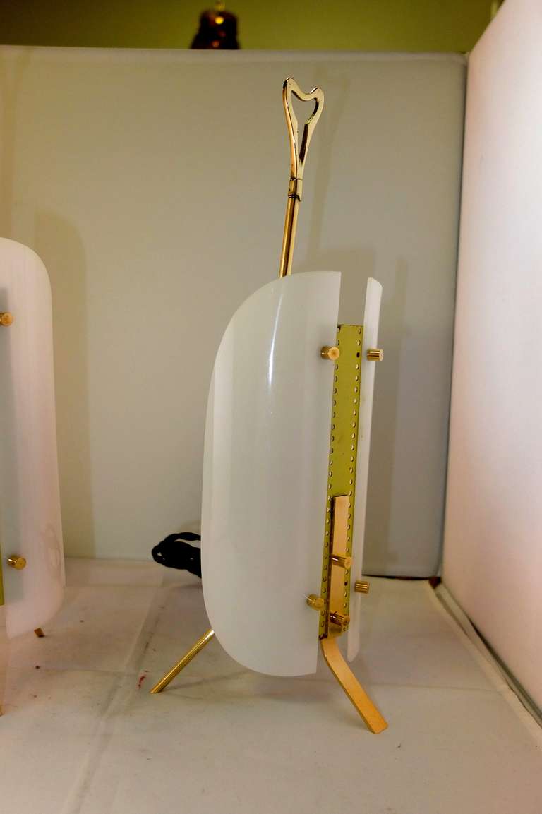 Brass Pair of  Italian Boudoir Lanterns in the Style of Angelo Lelli For Sale