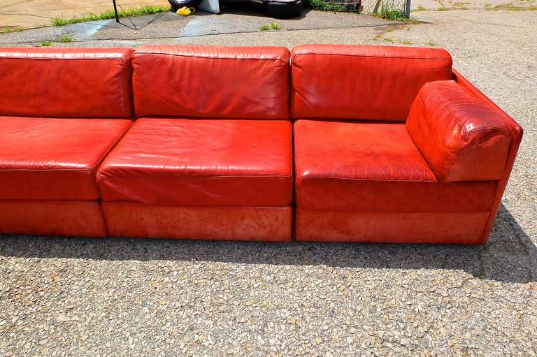 Late 20th Century 1970's American Leather Seven-Piece Sectional Sofa