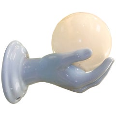 Light Blue Italian Ceramic Hand Wall Sconce