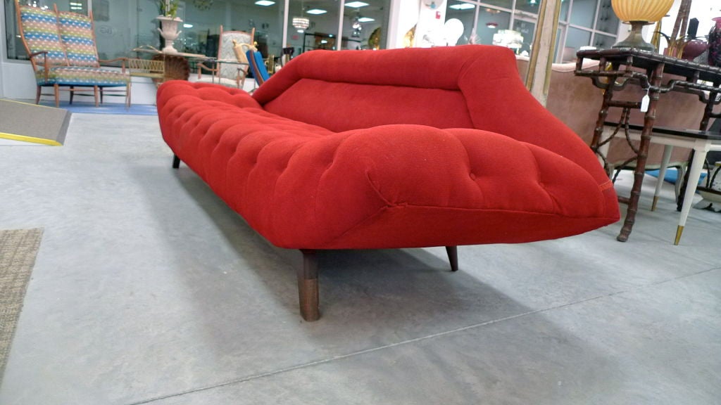 Tufted Long Gondola Sofa by Adrian Pearsall for Craft Associates In Good Condition In Hanover, MA