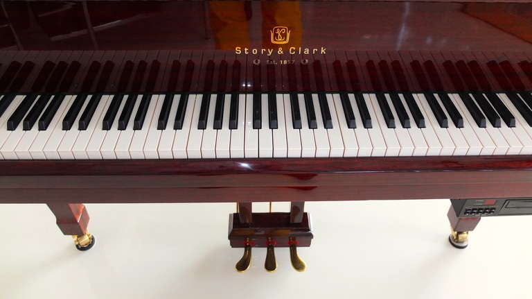 Modern Story & Clark Baby Grand QRS Player Piano In Red Mahogany