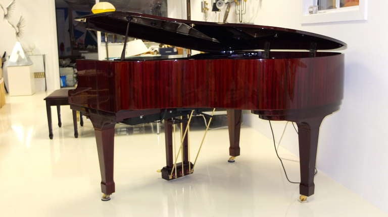 Story & Clark Baby Grand QRS Player Piano In Red Mahogany In Excellent Condition In Hanover, MA