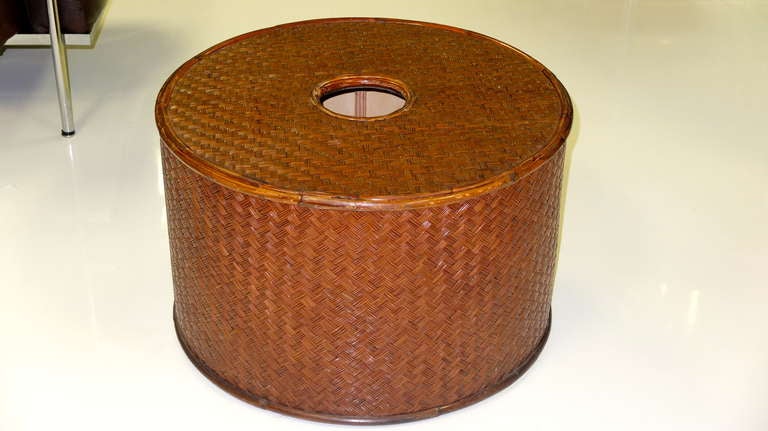 Rattan Drum Table Base by Gabriella Crespi In Excellent Condition In Hanover, MA