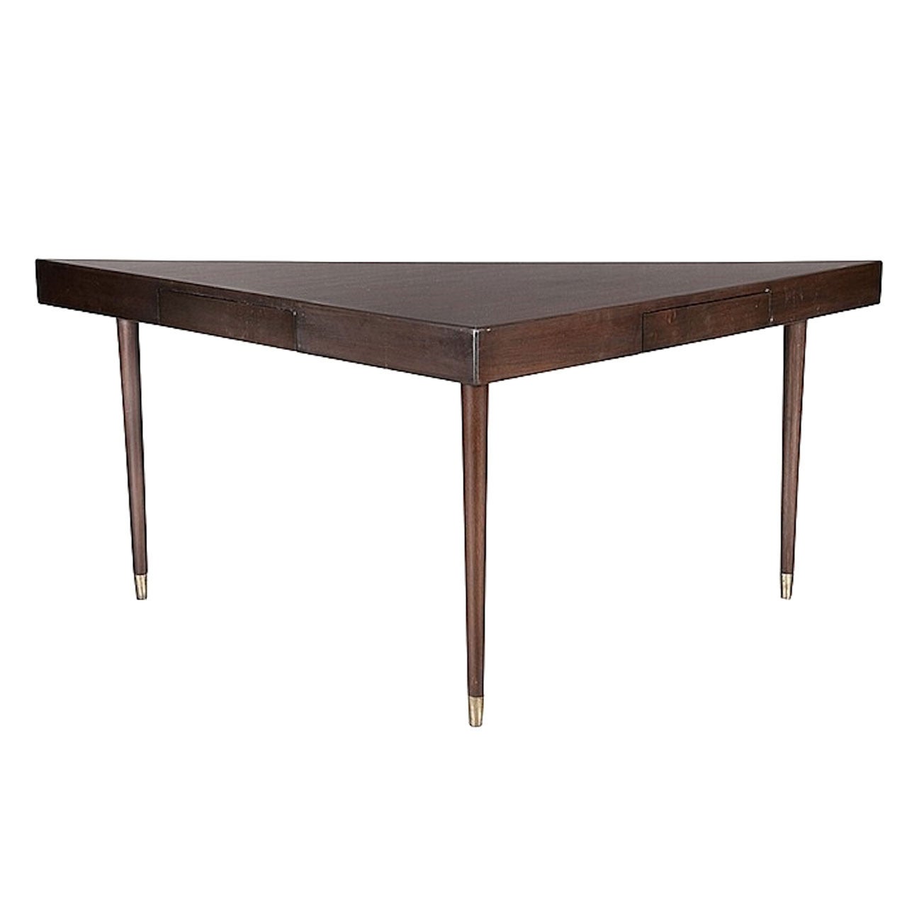 Harvey Probber Mahogany Corner Triangle Sofa Table For Sale