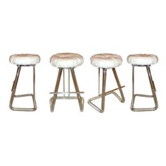 Vintage Lion in Frost Set of 4 Lucite & Chrome Swivel Bar Stools 
