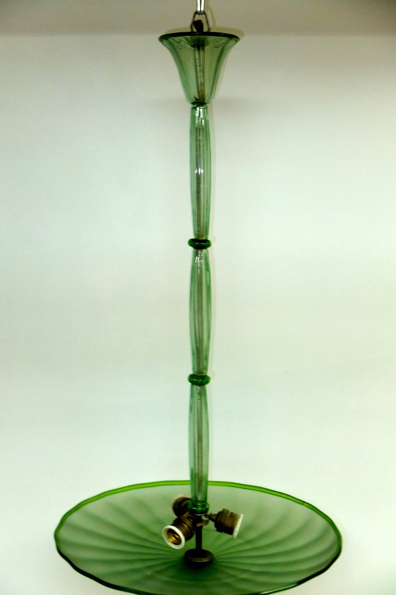 Mid-20th Century 1960s Green Murano Glass Chandelier
