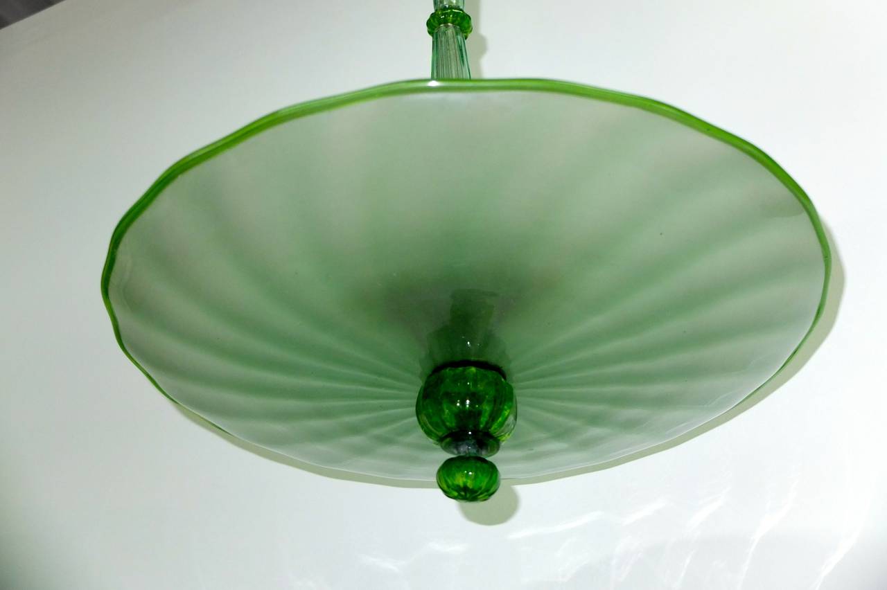 1960s Green Murano Glass Chandelier In Good Condition In Hanover, MA