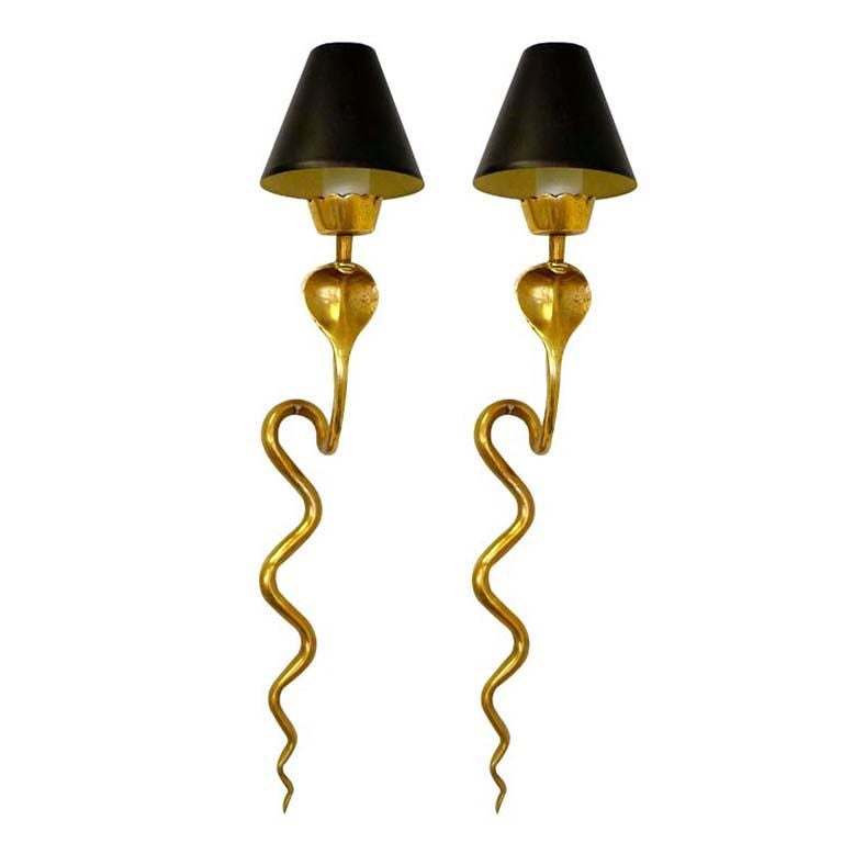 Pair of French Cobra Sconces