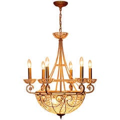 Beaded Glass & Iron Six Light Chandelier 12