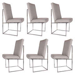 Six Chromed Dining Chairs By Milo Baughman