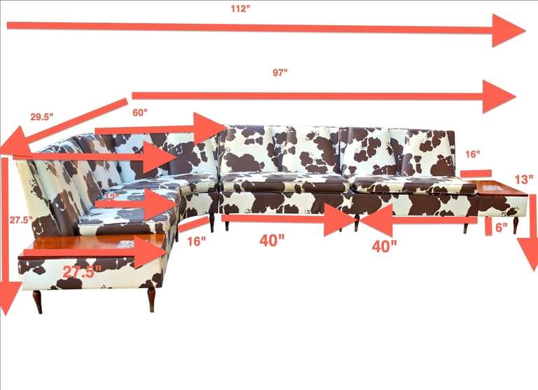 Vintage Four Piece Sectional Sofa In Pony Naugahyde 3